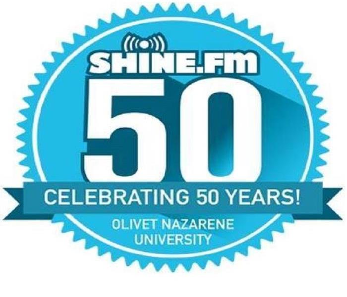 Shine.FM radio station logo reads "Celebrating Fifty Years" and "Olivet Nazarene University" at the bottom.